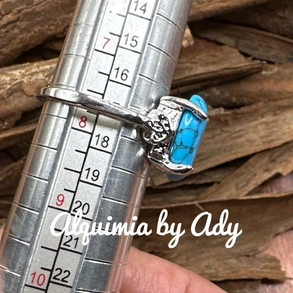 turquoise silver western gem ring/cowgirl/rodeo season/boho - Picture 3 of 7